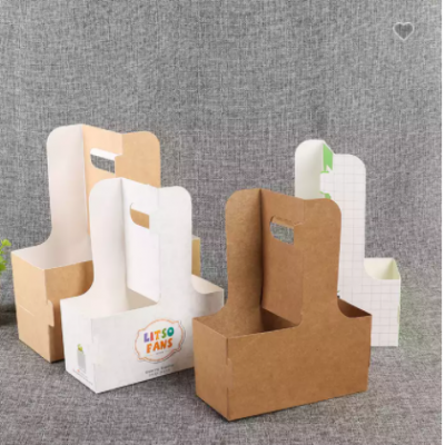 Paper Take Away Coffee Cup Holder Cup Carrier Hot Coffee Paper Cup Holder with Handle