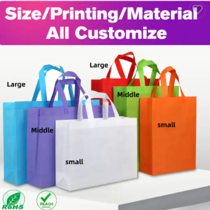 Promotional non woven shopping bag custom eco friendly pp non woven bag Full color printing Reusable / 3