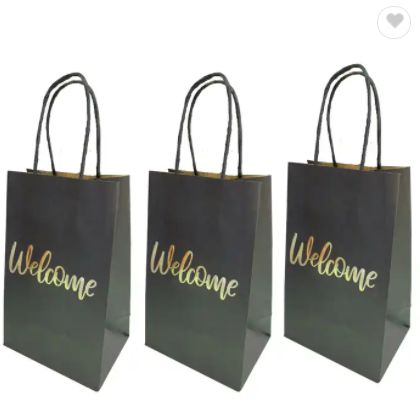 Accept Custom Shopping Bag Put My Logo on Products Paper Bags for Product with Embossed Bronzing Bla / 2