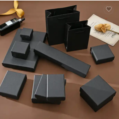 Black Brown Color Custom Logo Jewelry Packaging Box Earrings Bracelets Ring Necklace Gift Paper Box