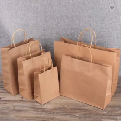 Craft Paper Bag Flowered Bag Small Mini Bag Paper Kraft Paper Flexo Printing with Logo Recycle Warm