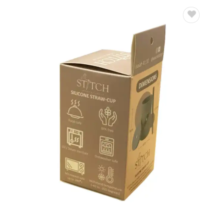 Custom Logo Printed White Cardboard Paper Kid Mini Silicone Cup with Straw Packaging Boxes / 3