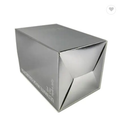 Custom Logo Cardboard Silver 350GSM Stocked Card Box Cosmetic Set Cosmetics Tuck Top Skin Care Packa / 1