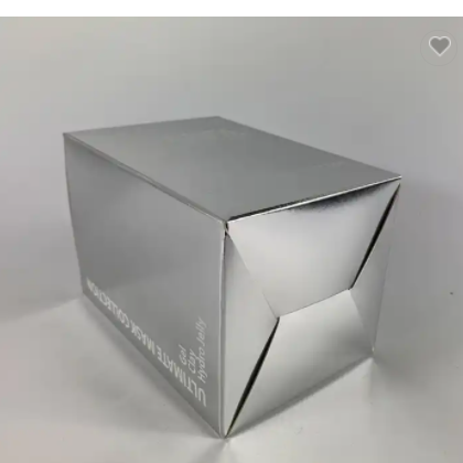 Custom Logo Cardboard Silver 350GSM Stocked Card Box Cosmetic Set Cosmetics Tuck Top Skin Care Packa / 3