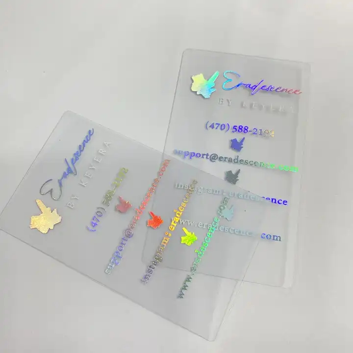 Custom Design Holographic Gold Foil Frosted Transparent PVC Business Card / 1