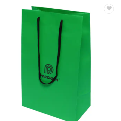 Wholesale Green Fancy Strong Print Custom Made Twist Handle Kraft Brown Paper Bag / 3