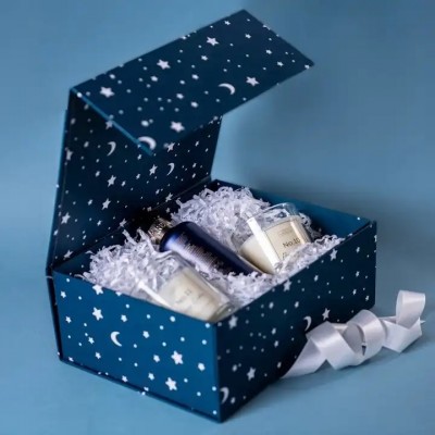 Wholesale Free Custom Luxury Design Product Packaging Blue Rigid Foldable Paper Cardboard Magnetic C