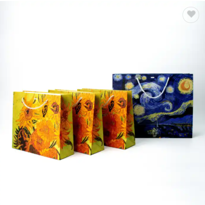 Van Gogh Sunflower/Starry Sky oil painting tote bag customization logo custom art gift cosmetic pape / 1