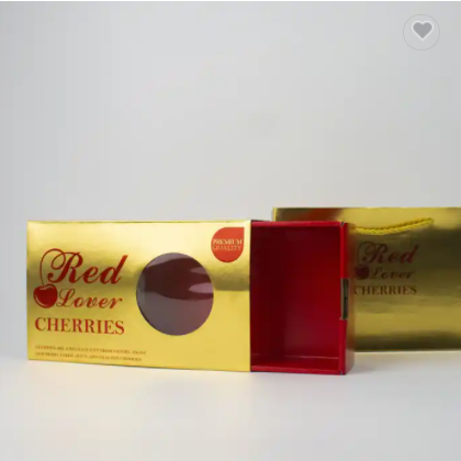 Luxury cherry gift box with handle bag golden luxury gift fruit packaging red drawer gift box / 2
