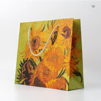 Van gogh sunflowers art botanical print valentine's day gift paper bag ribbon lace bow Cultural / 1