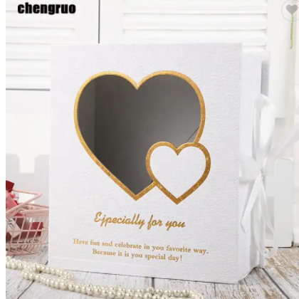 Chengruo OEM Caja Regalo San Valentin Verpackung Heart window Foldable Book Style Gift Packaging Pap / 3