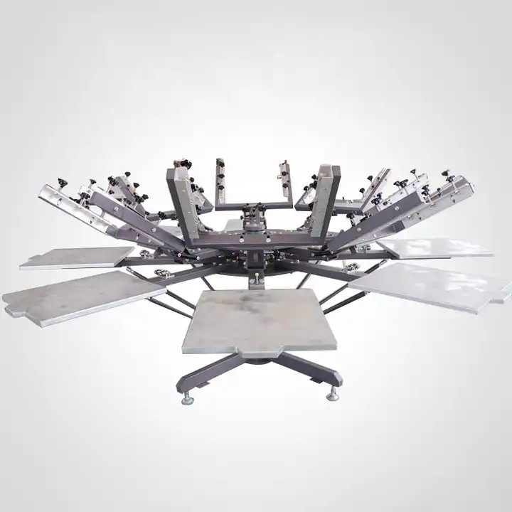 6 color 6 station screen printing press for t-shirt with micro registration / 3