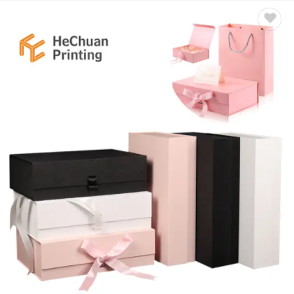 luxury christmas ribbon shipping folding clothing custom logo Spot uv packaging shoe box magnetic gi / 1