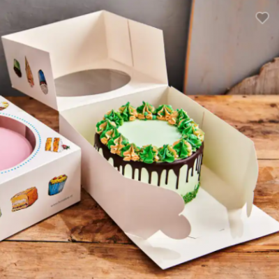 wholesale custom size logo wedding food box packaging clear with windows cake board birthday cake bo