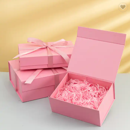 Luxury Folding Sets Foldable Gift Box With Magnet With Ribbon Folding Cardboard Box For Clothing / 3