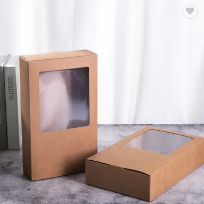 Custom Logo Eco-friendly Kraft Paper Packaging Box With Pvc Window / 1