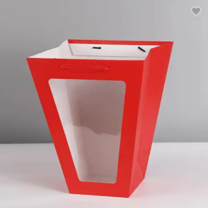 Luxury Paper Shopping Packaging Bags Flower Paper Bag Craft Paper Bag With Clear Window / 1