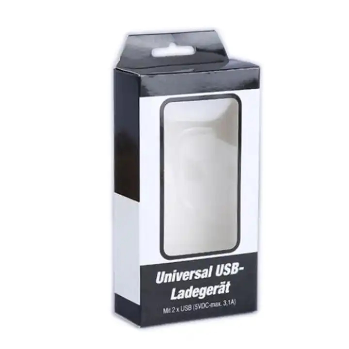 Wholesale customised logo printed electronics products cable packaging box with window / 1