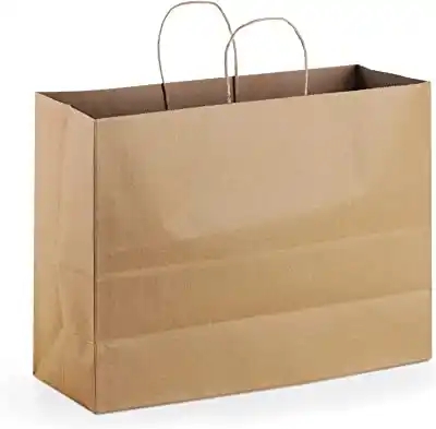 Brown Large Paper Bags with Handles Bulk Kraft Grocery Shopping Merchandise Retail Bags / 1