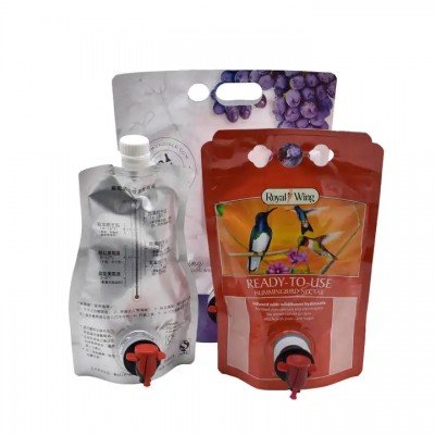 Factory price plastic aluminum spouted wine bag in box liquid valve