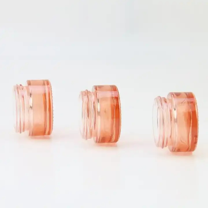 Pink Clear Cosmetic Packaging Glass Dropper Bottle Eco-Friendly Glass Cream Jar with Lid / 1