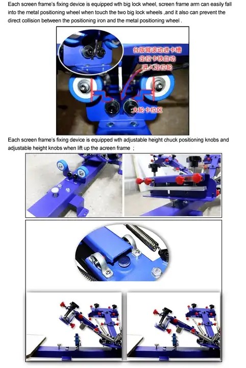 Manual E421Z Desktop Micro-adjust 4 Color 2 Station Single Wheel Overprinting Use Silk Screen Printi / 3
