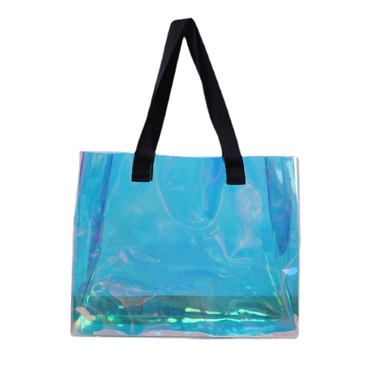 彩色塑料手提镭射袋 七彩购物包装袋 年会纪念礼品包装袋定制logo