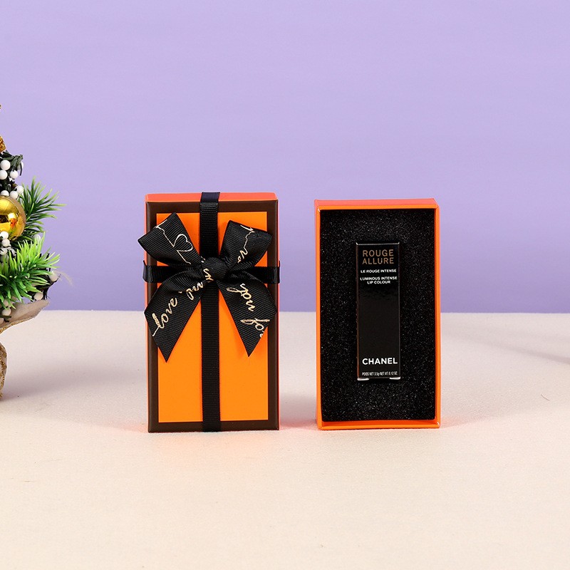 现货口红礼盒定&制香水小礼品盒橙色创意生日礼物盒化妆品包装盒