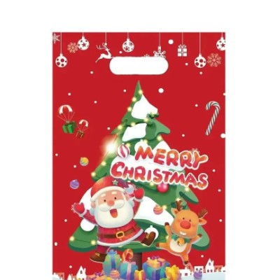 Plastic Shopping Bag Custom Logo Die Cut Handle Bag Christmas Pe Packaging Bag