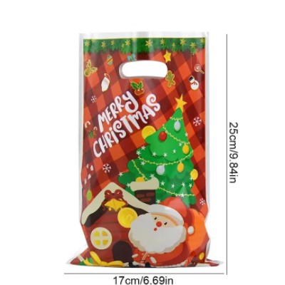 Custom Merry Christmas Packaging Bag Plastic Die Cut Pe Bag With Handle Shopping Bag For Christmas / 3
