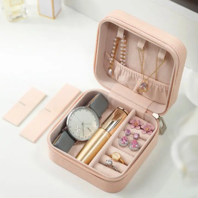 Jewellery Box Organiser Boxes Velvet Ring Earring Necklace Case for Little Girls With Zipper / 2