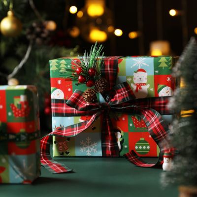 圣诞节包装纸卡通礼品手工纸平安夜儿童礼物堆摆件DIY装饰纸批发