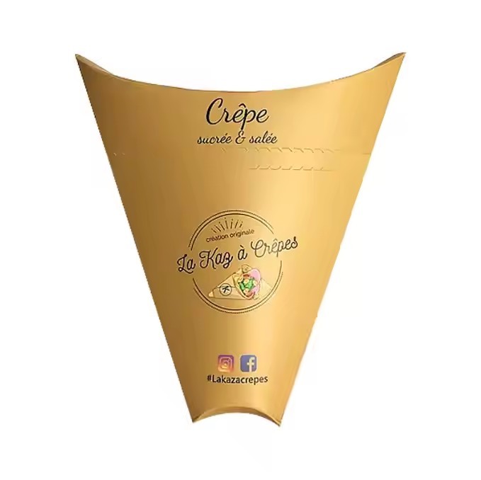 Hot sale Eco Friendly Crepes boxes Eco Friendly French Fries Paper Cone with Build In Sauce Cup Cone / 3